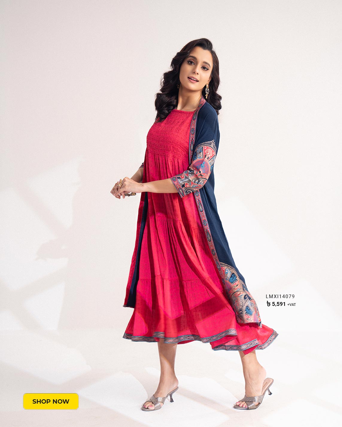 Sabila Nur in Pink Blue Georgette Maxi Dress