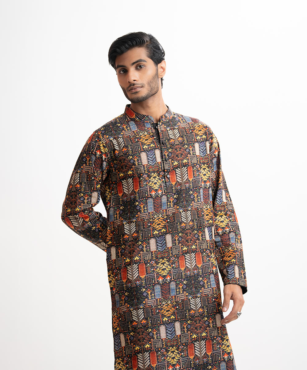 Printed Cotton Fitted Panjabi