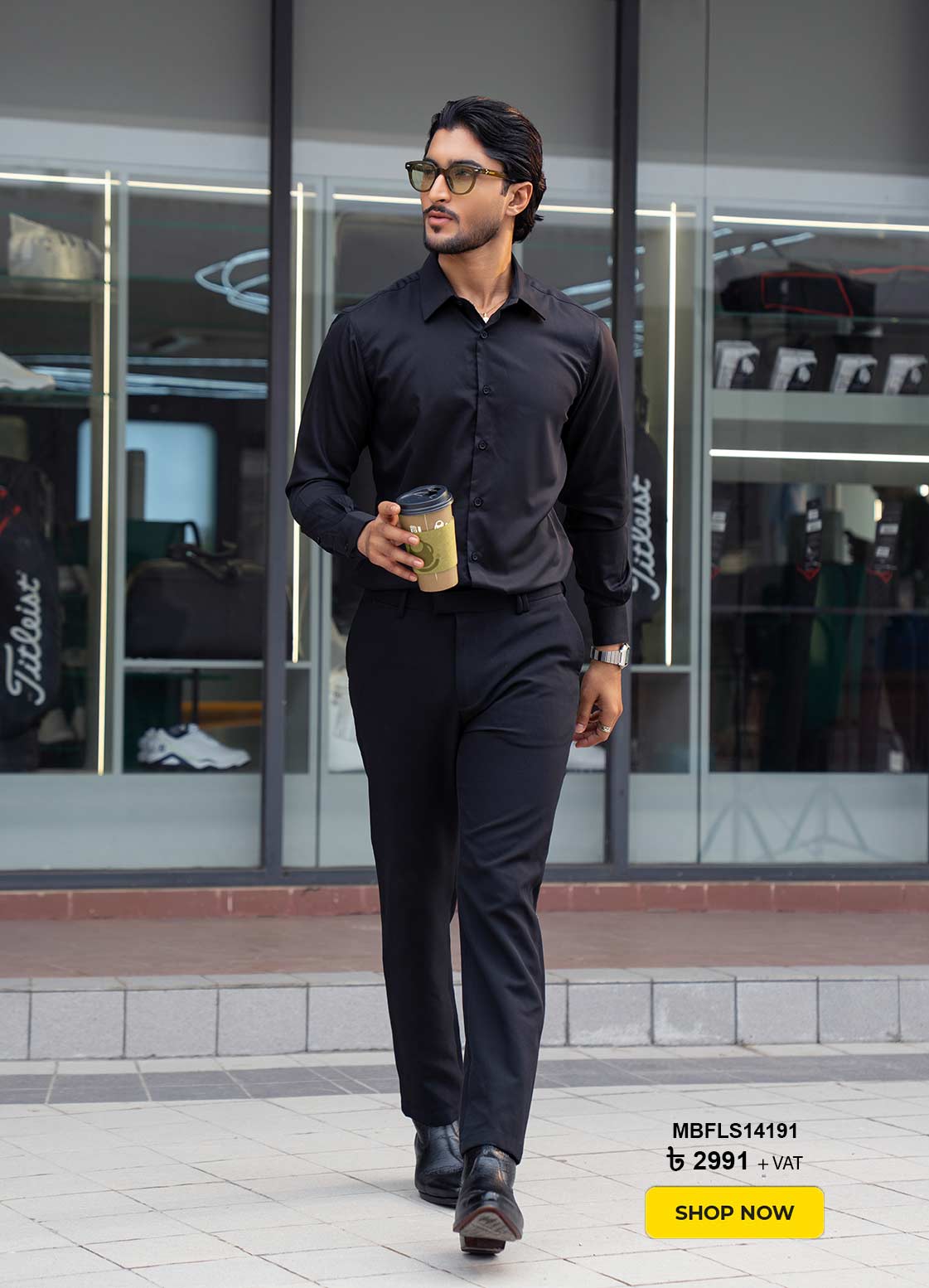 Black Blended Business Formal Shirt