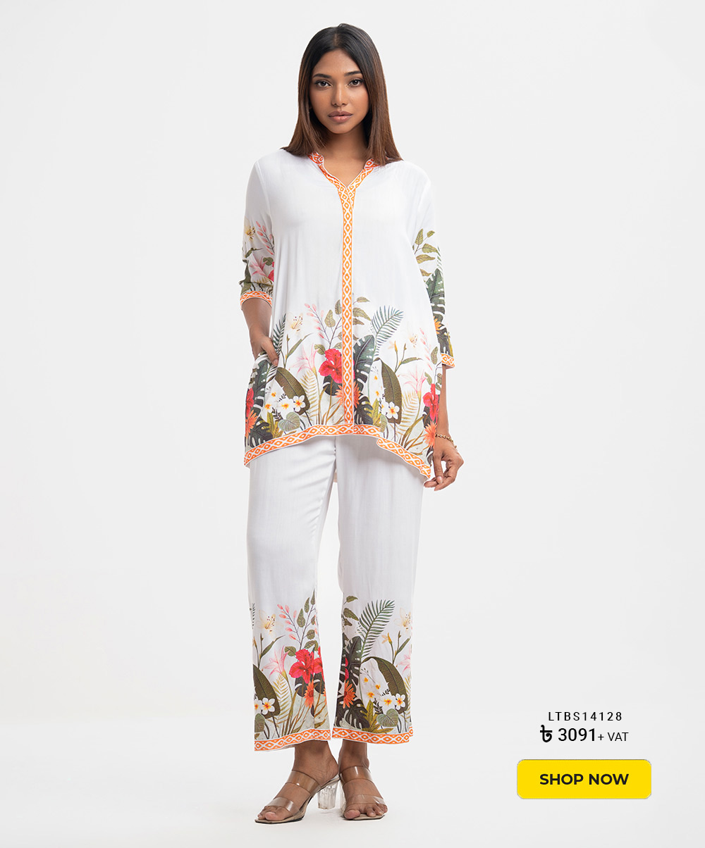 White Viscose Top Bottom Set