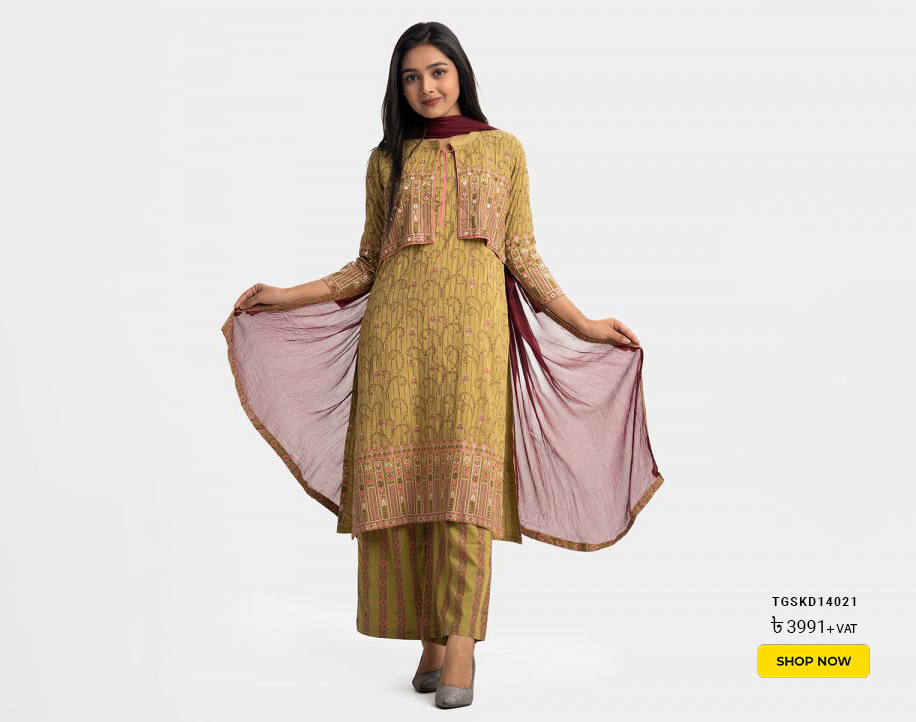 Green Viscose Koti-style Salwar Kameez