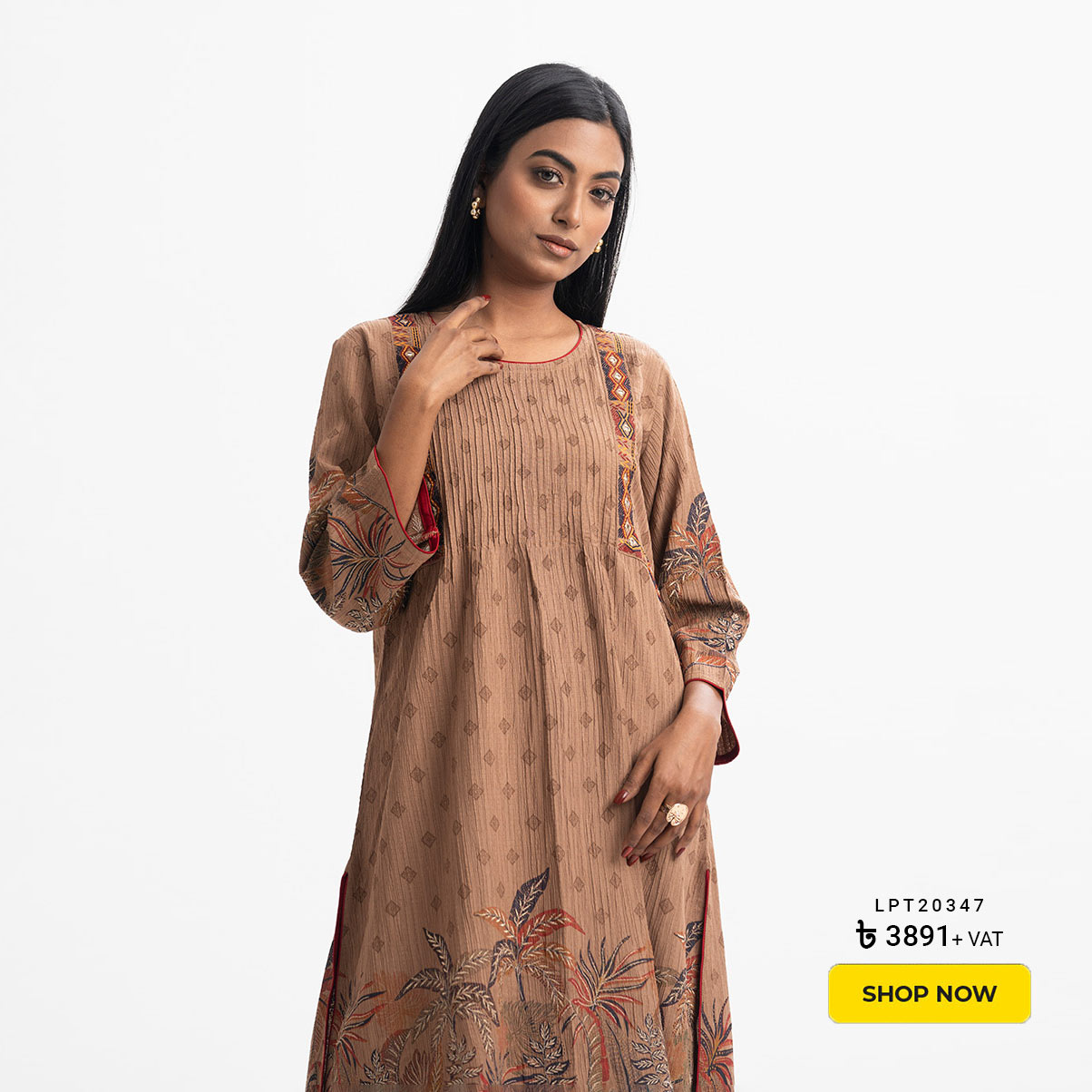 Brown Georgette A-line Tunic