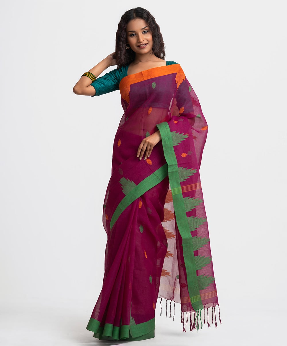 Purple Cotton Saree