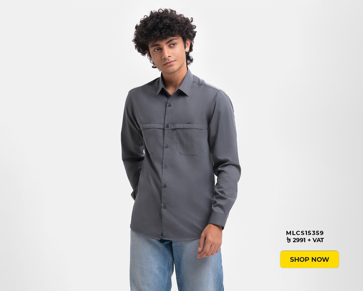 Ash Blended Long Sleeve Casual Shirt